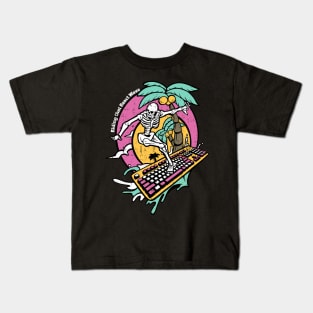 Surfing Skeleton Riding That React Wave Kids T-Shirt